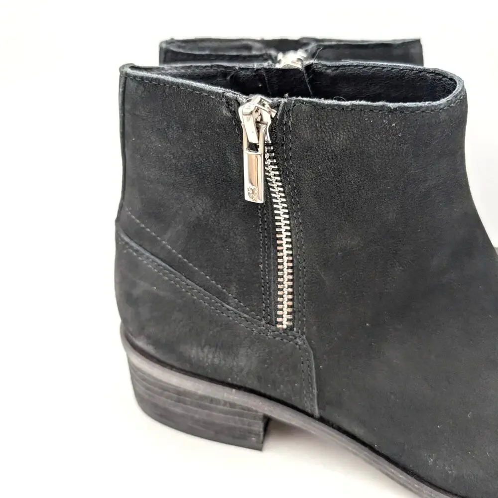 Lucky Brand Baelee Leather Ankle Boots Side Zip Women's Black Size US8.5M EU39.5